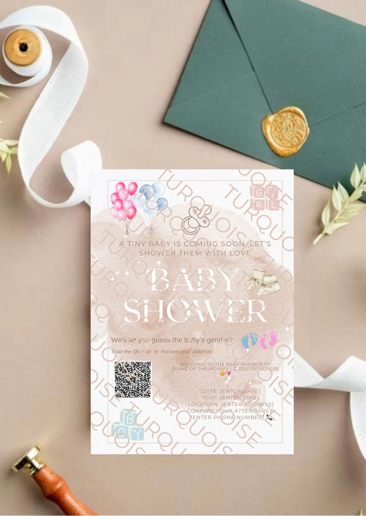 INVITATION BABY SHOWER - TURQUOISEINVITATION