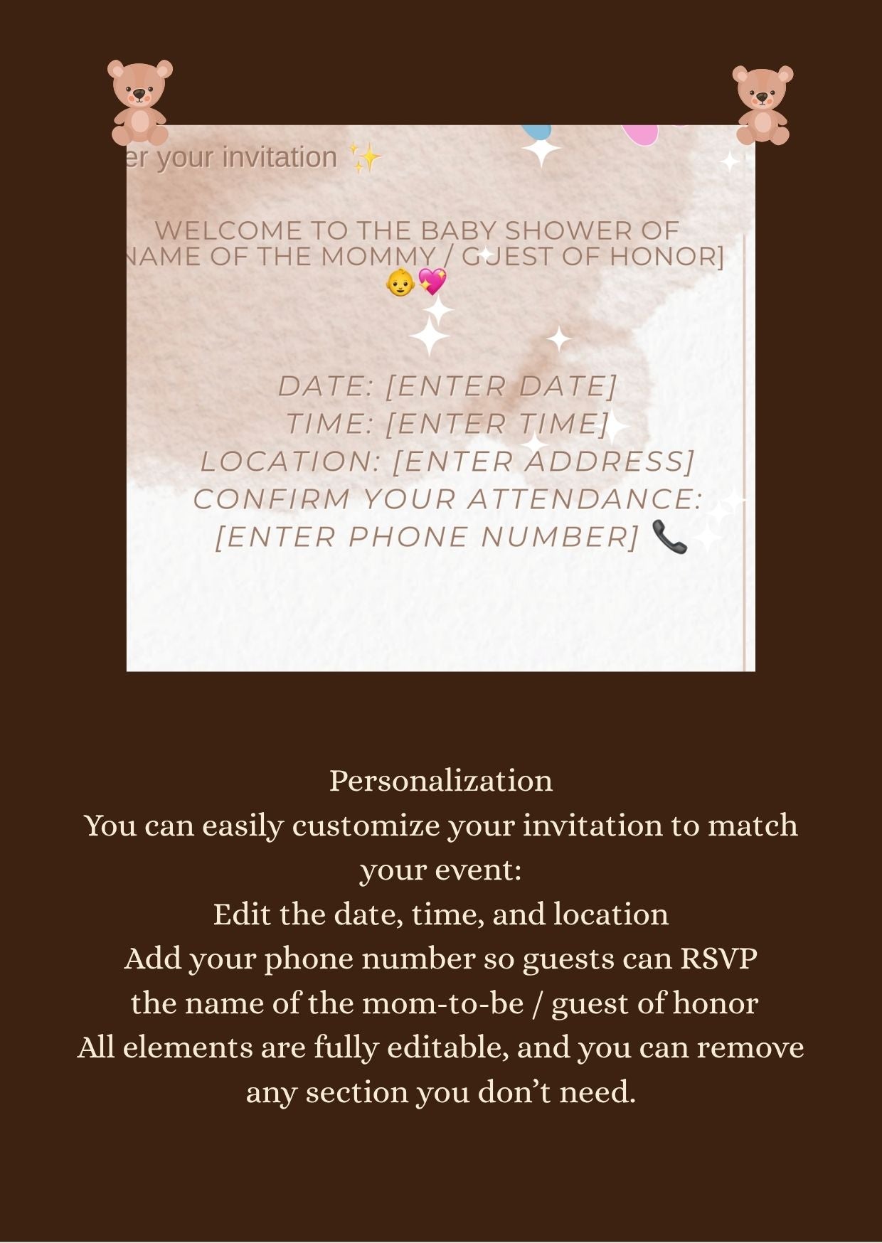 INVITATION BABY SHOWER - TURQUOISEINVITATION